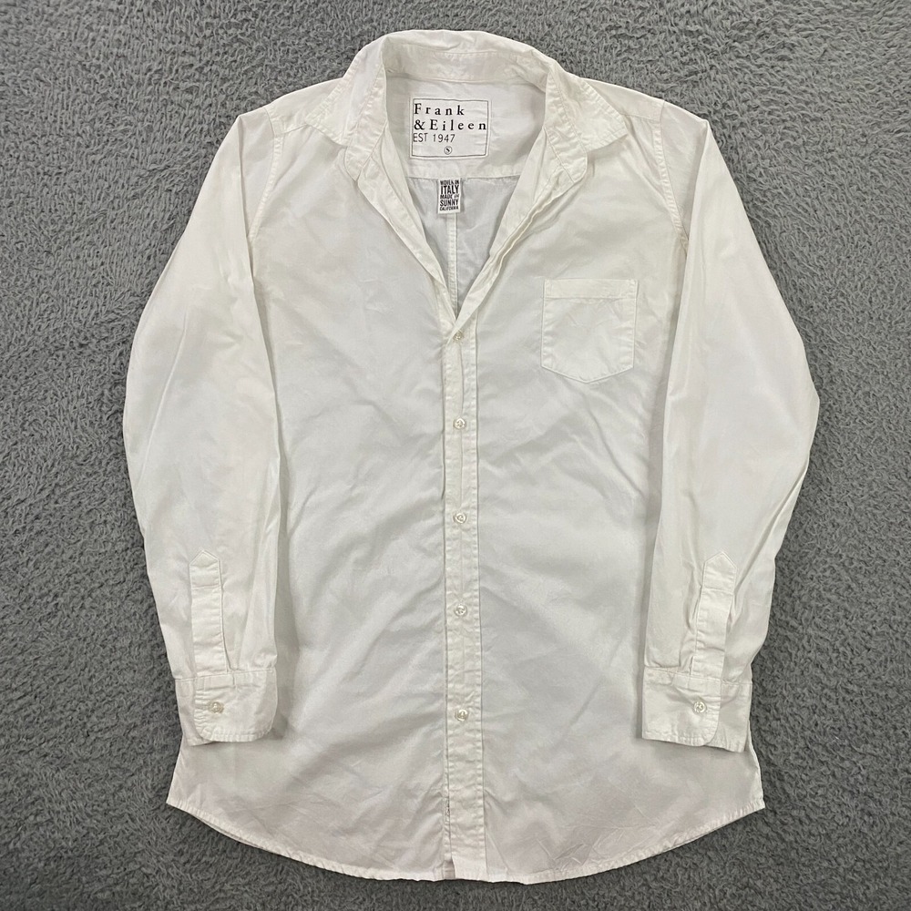 Frank & Eileen Shirt size Small Button Up Woven Poplin Cotton Ivory Preppy
